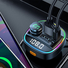 Bluetooth 5.0 Car Wireless FM Transmitter Adapter USB PD Charger AUX Hands LOT