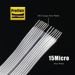 Pair OCC Silver Plated Flat Cable Audio Signal Interconnect Wire Hi-end RCA Plug