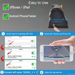 WiFi Magnetic Reversing Rearview Camera 720P 9600mA Wireless for iPhone/Android