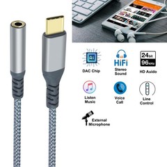 USB Type C to 3.5mm Audio Adapter Headphone Jack 3.5 mm USB-C Aux Cord Male t…