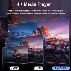 4K Ultra-HD Media Player for USB/HDD Drives SD Cards Plays HEVC HDMI AV MP3/JPG