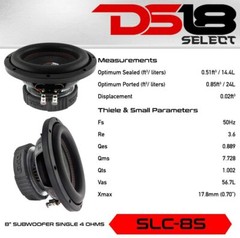 DS18 SLC-8S 8″ Car Audio Subwoofer 400W Max Power, 200W RMS SVC 4 Ohm