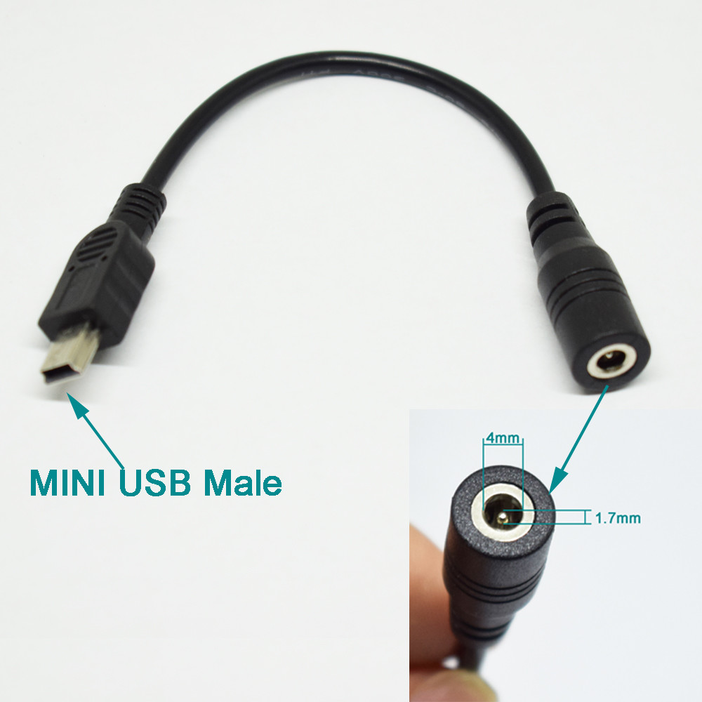 1pc 16cm DC Power Supply Female 4.0 x 1.7mm To Mini USB 5 Pin Male Adapter Cable