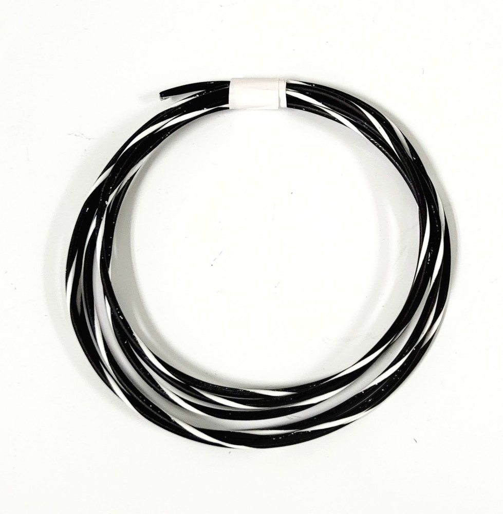 25 FEET AUTOMOTIVE WIRE 18 AWG HIGH TEMP TXL WIRE BLACK WITH WHITE STRIPE