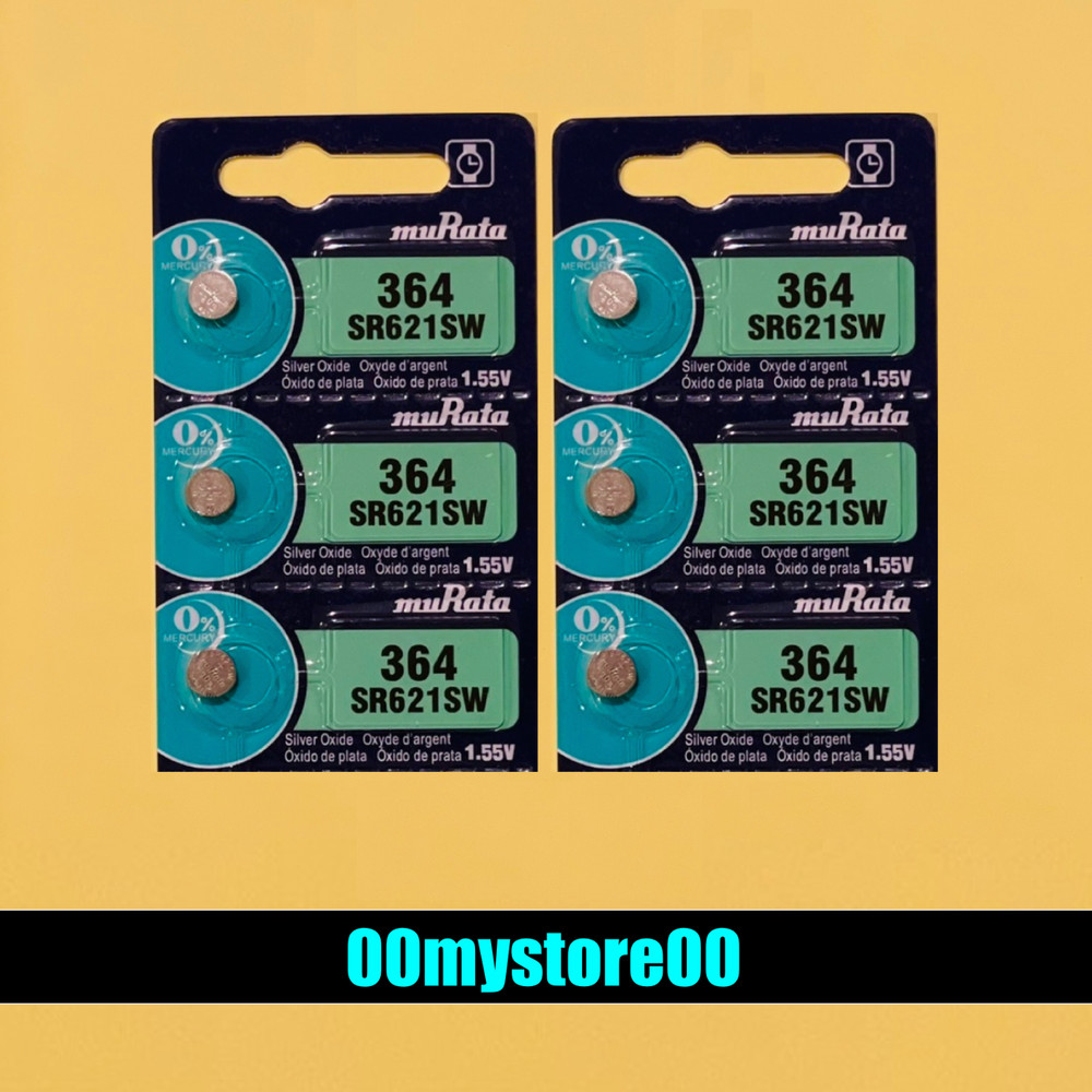 6 Murata / Sony 364 (SR621SW) Watch Battery [Exp 2026] Ships from CA