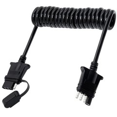 7.5ft 4 Pin Flat Trailer Wire Extension, Coiled Cable – 4 Way Vehicle &