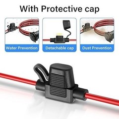 12V Fixed Thread Cigarette Lighter Socket Pigtail Cable, 14AWG Waterproof Cigare