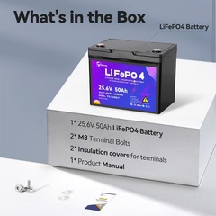 HAYA 24V 50Ah LiFePO4 Lithium Battery Pack for RV Marine Trolling Motor 50A BMS