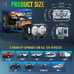 2X 4 inch 56W LED Work Light Bar Pods Flood Beam Off Road Truck Pods Fog Lamps