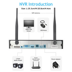 5MP Outdoor Wireless Security Camera System Home WiFi 10CH NVR Night Vision 30m