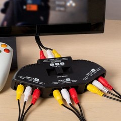 AV Composite RCA Selector Box Switch Splitter w/ Cable Cord Plug Fosmon 3 Port