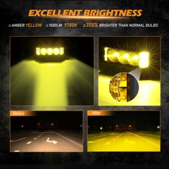 AUXBEAM 5″ LED Work Light Bar Spot Pods Fog Driving Amber Lamp for Jeep Ford 4″