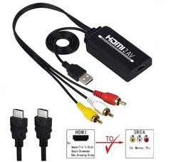 HDMI to RCA Composite AV Converter Adapter, Support PAL/NTSC, 1080P, 6.6ft.