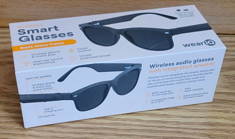 (Never Opend) WeariQ Wireless Smart Glasses Bluetooth, UV400 Polarized