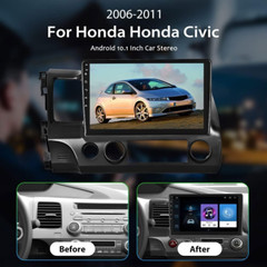 For Honda Civic 2006-2011 Apple CarPlay Android 15 Car Stereo Radio GPS WiFi RDS