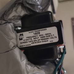 Hammond 1609 Audio Transformer 10W 10,000 Ohm C.T. 4/8/16 Ohm Output