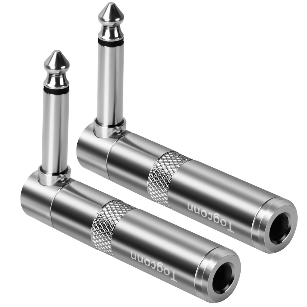 90 Degree 1/4 Inch TS Audio Extension Adapter 2Pack, Right Angle 6.35mm 1/4″ …