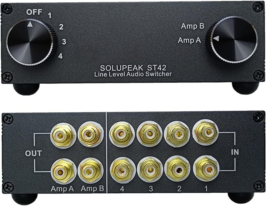 SOLUPEAK ST42 4-Way RCA Audio 4-WAY Switch(4 IN 2 OUT)-Standard version