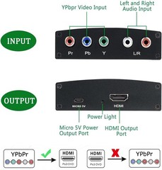 YPbPr Component to HDMI Converter 5 RCA RGB Adapter Stereo Audio 1080P HD