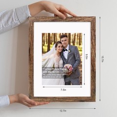 11×14 Picture Frame Set of 4, Made Glass in, Rustic Brown