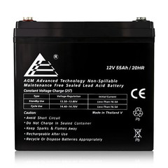 12 Volt (12V) 55 Amp (55Ah) VRLA AGM Sealed Lead Acid Battery 55 AMPS HIGH CAP