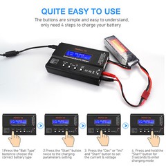 Lipo Battery Charger, 1S-6S Lipo Li-ion NiMH NiCD Li-Fe Battery with Tamiya XT60