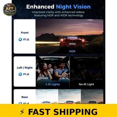 ZMOPO 4 Channel Dash Cam 1080P GPS 5G WiFi Night Vision with 128GB Card