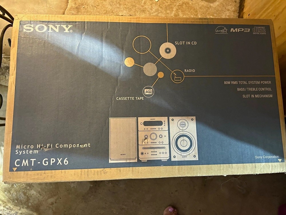 Sony CMT-GPX6 Micro Hi-Fi MP3-CD Component System Silver New in Box with Remote