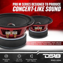 DS18 PRO-X5M Car Speaker 5.25″ Midrange Loudspeaker 300W 8 Ohms (1 Speaker)