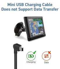 Sturdy 6.6Ft Mini USB Charger Cable for GPS – 90 Degree Design & Dual Pack