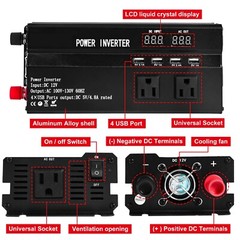 6000W LCD Car Power Inverter DC 12V To AC 110V Pure Sine Wave Solar Converter