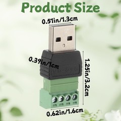 Solderless USB 2.0 Type A Male To 4 Pin Screw Terminal Block 2 Pack Adapter
