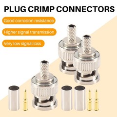 BNC 50 Ohm Crimp Male Plug 10-Pack Suit RG58C/U T&M Probe Extension Cords RoHS 3