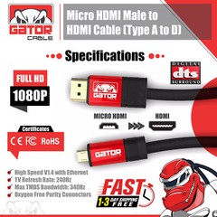 Micro HDMI to HDMI Cable Adapter Converter 4K GoPro HERO 7 6 5 4 3 Camera 60Hz
