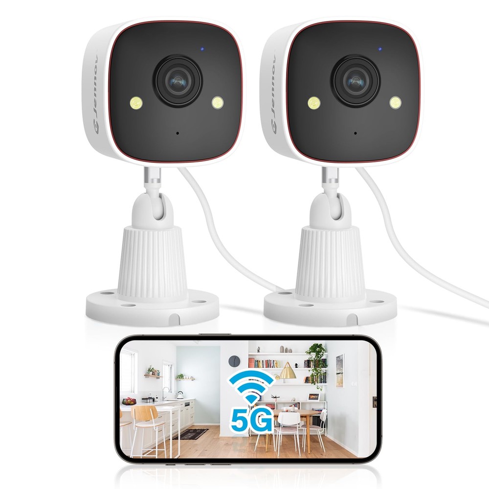 Jennov 2K WiFi Security Camera 2pcs Outdoor Camera, White & Black