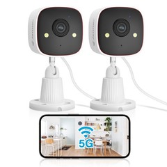 Jennov 2K WiFi Security Camera 2pcs Outdoor Camera, White & Black