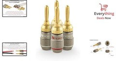 4mm Banana Plugs Gold Speaker Connector for Amplifier Receiver Audio Video 4 Pcs