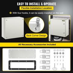 VEVOR NEMA Steel Enclosure, 24 x 24 x 12” 4X 24 x 24 x 12, Grey