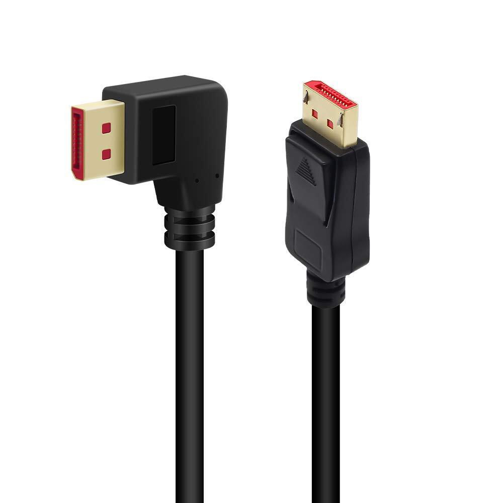 8K@60Hz 90 Degree DisplayPort 1.4 Cable Male to Male 6FT Right Angle DP Cable
