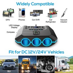 7-in-1 Car Cigarette Lighter Socket 3-USB Charger Splitter Outlet Power Adapter