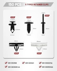 6 in 1 Wrangler Fender Flare Clips, Fastener Retainer Clips Compatible 150pcs