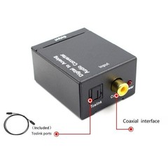 Digital Optical Coaxial to Analog RCA Audio Converter Adapter with Fiber Cable