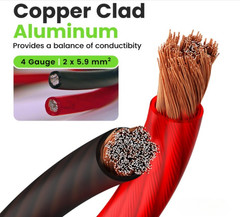 Cable eléctrico 4 AWG CCA 25 ft rojo/negro para batería y audio automotriz,Nuevo