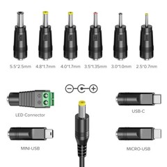 34W 3V 4.5V 5V 6V 7.5V 9V 12V DC Car Charger with 10 Tips and USB Cigarette