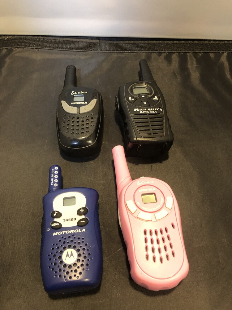 Walkie-Talkie Cobra micro talk Motorola five star Midland X-talk Lot Of 4 Tested