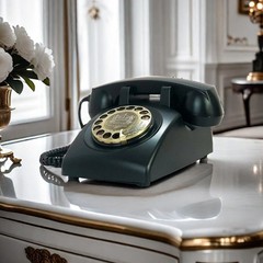 TelPal Corded Telephone Antique Rotary Dial 8008-Black Vintage Home Office Decor