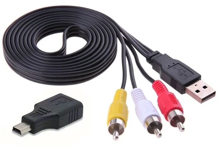 USB Mini USB To 3 RCA AV Input Output Adapter Cable For STB Camera TV Stick