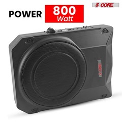 5Core 10″ 800 Watt Slim Under-Seat Powered Car/Truck Subwoofer Sub+Amp Kit