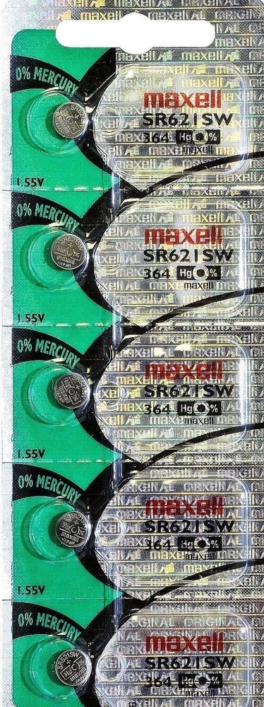 364 MAXELL WATCH BATTERIES SR621SW (5 piece) SR621 SW364 New Authorized Seller