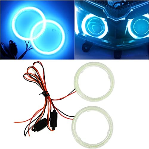 70MM Ice Blue Halo Rings Angel Eyes COB 45SMD LED DRL Fog Light 70MM-ice blue